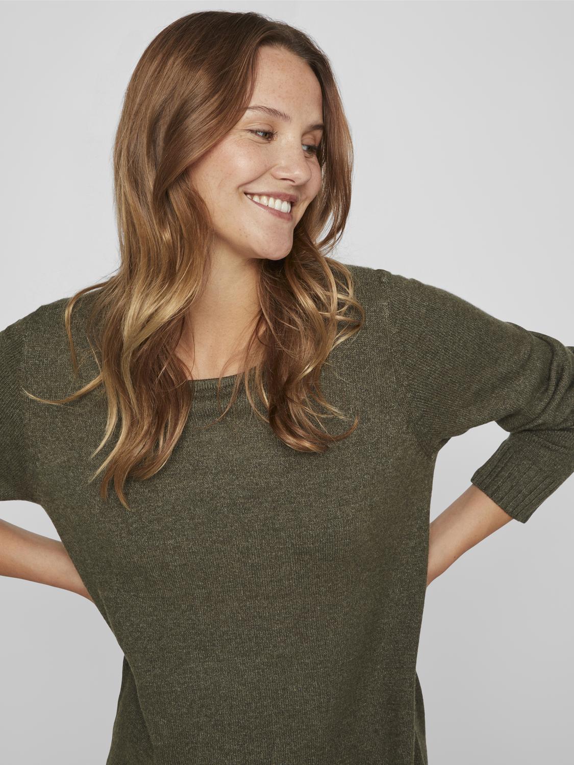 Vila  Viril L/S strikkjole - Forest Night