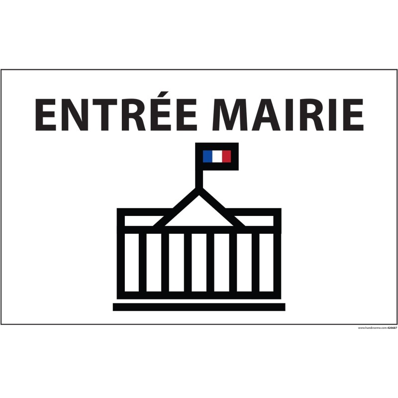 Panneau ENTREE MAIRIE+ symbole - fond blanc 300 x 200 mm