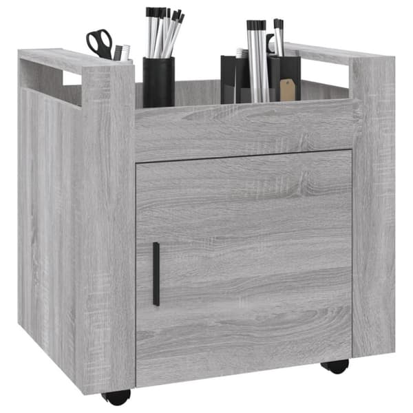 vidaXL Tralle til skrivebord grå eik 60x45x60 cm konstruert tre