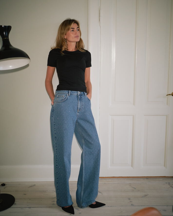 Neo Noir Simona Bedazzled Pants Stonewash