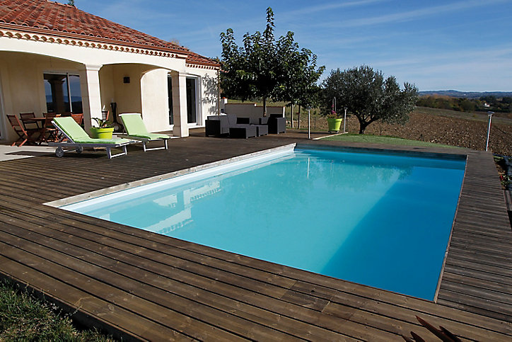 Piscine bois rectangulaire Ibiza liner gris 5 x 8 x h.1,4 m