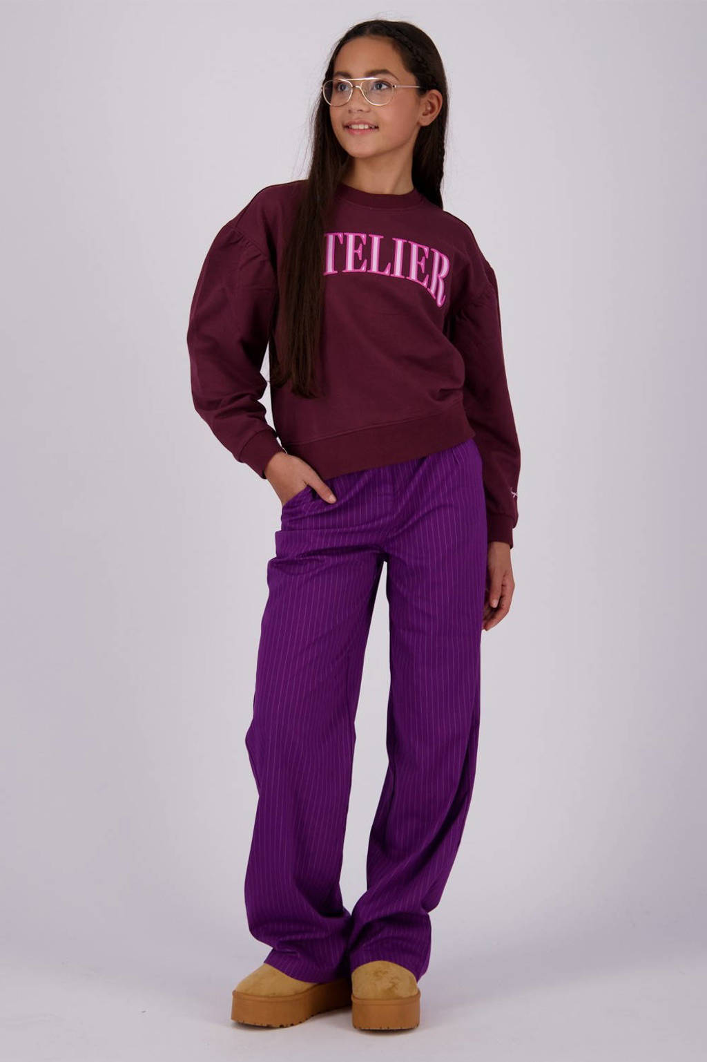 Vingino sweater Noran met tekst wijnrood