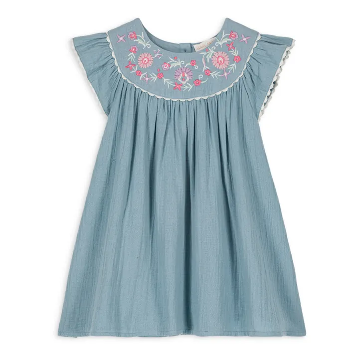Louise Misha Robe Aria Brodée | Bleu
