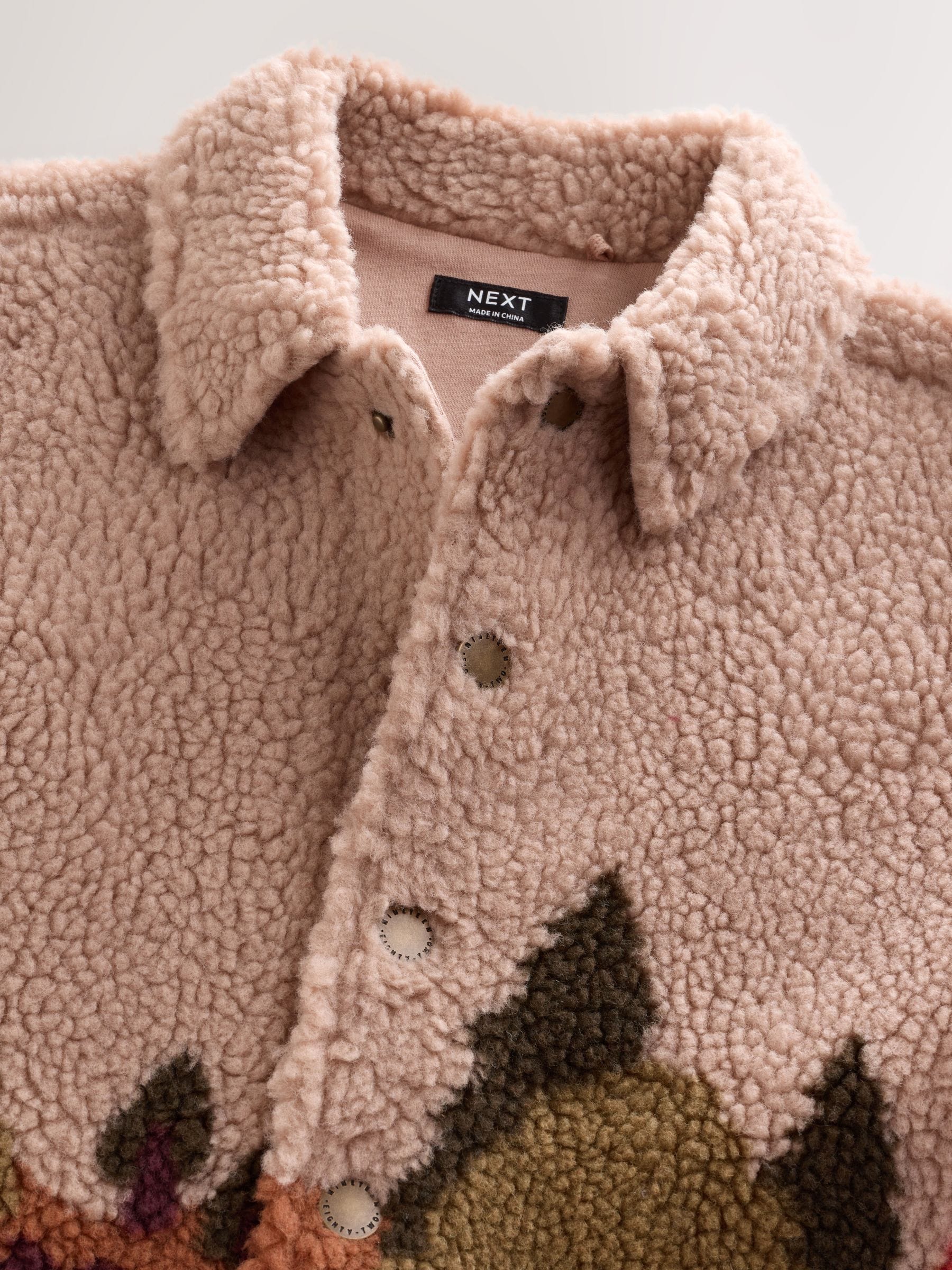 Naturel Sierlijke Print - Fleece shacket van borg (3 mnd - 7 jr)