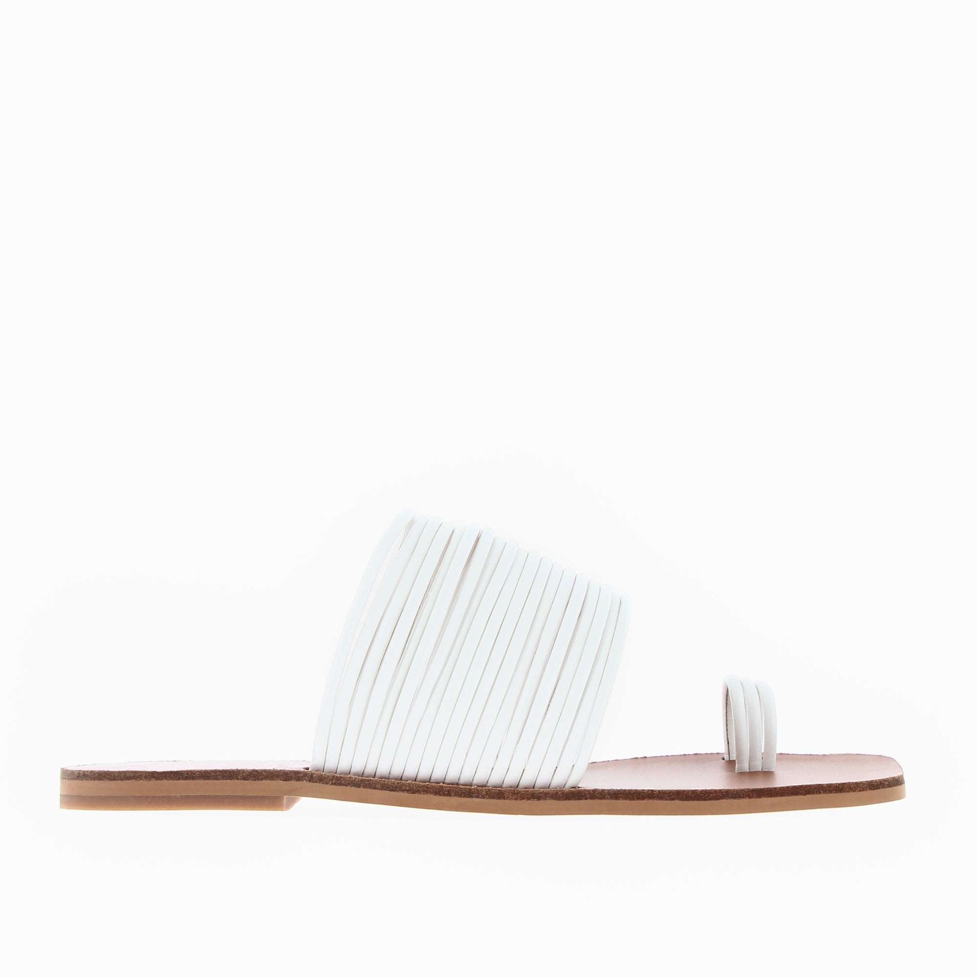 Sandales plates-Mules Thea blanches à multiples brides et passe-pouce