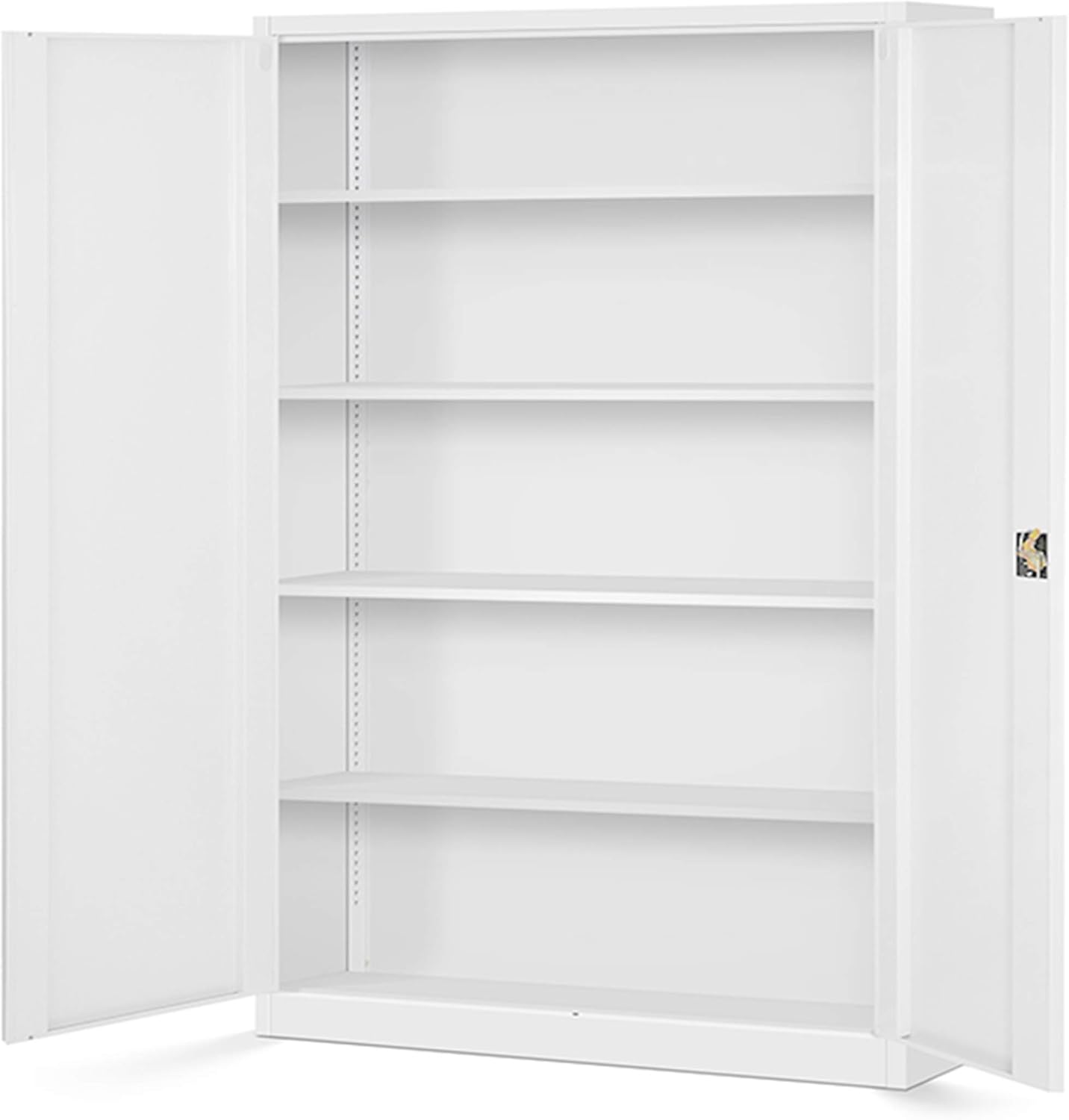 Jan Nowak 2er Set Aktenschrank XXL C001II Büroschrank Metallschrank Flügeltüren Stahlblech Pulverbeschichtung 185 cm x 115 cm x 40 cm (weiß/weiß)