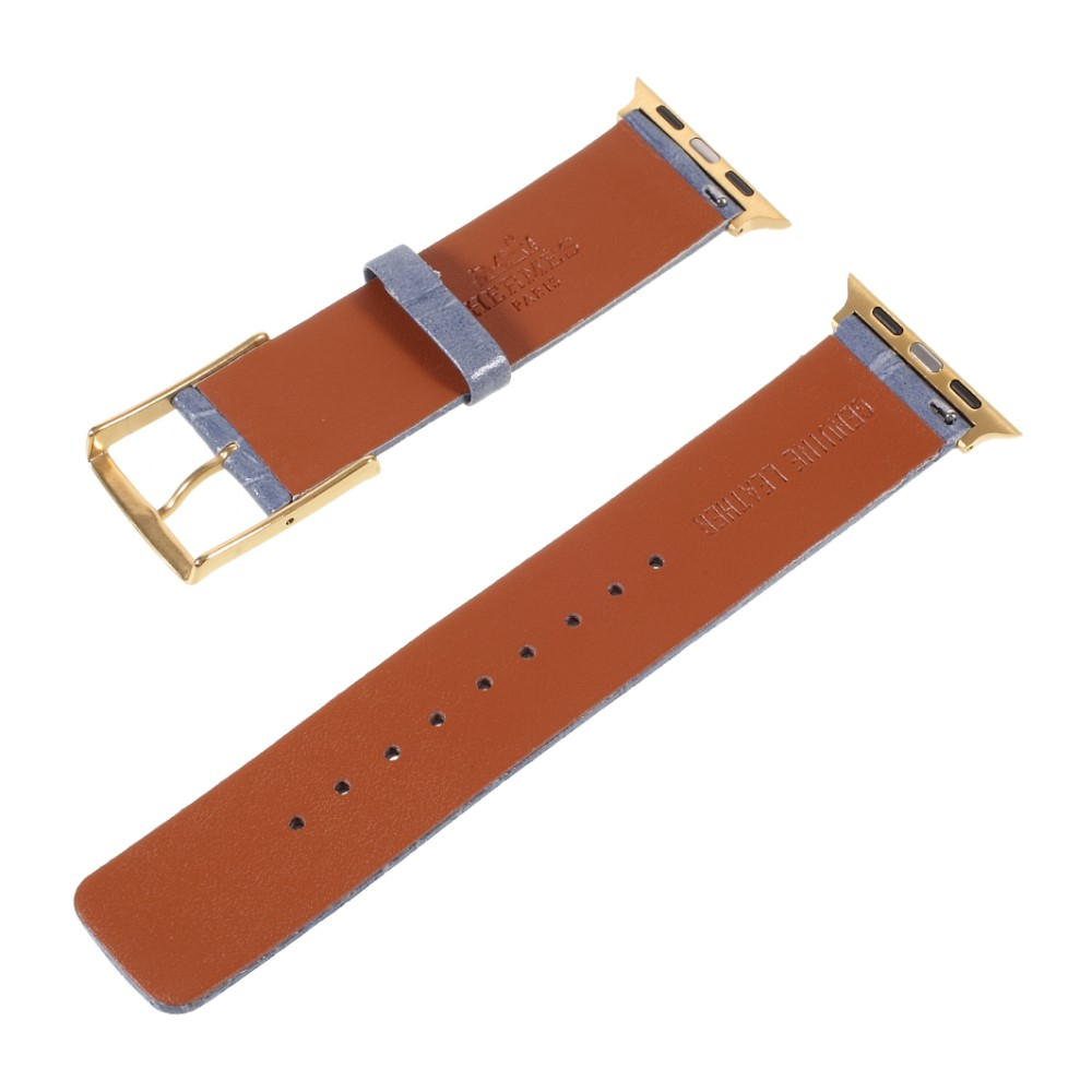 Apple Watch (49/46/45/44 mm) Ersatz Echtleder Armband im Kroko Look (Gelenkumfang: 180-230mm) - Blau