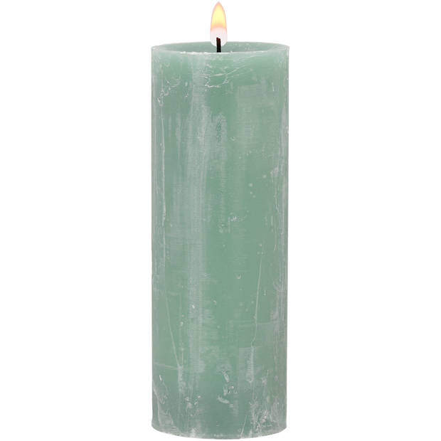 Blokker Rustieke Kaars - 7x19 cm - Saliegroen