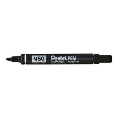 Pentel PEN N50 - Pack de 4 marqueurs permanents - pointe ogive - noir, bleu, rouge et vert