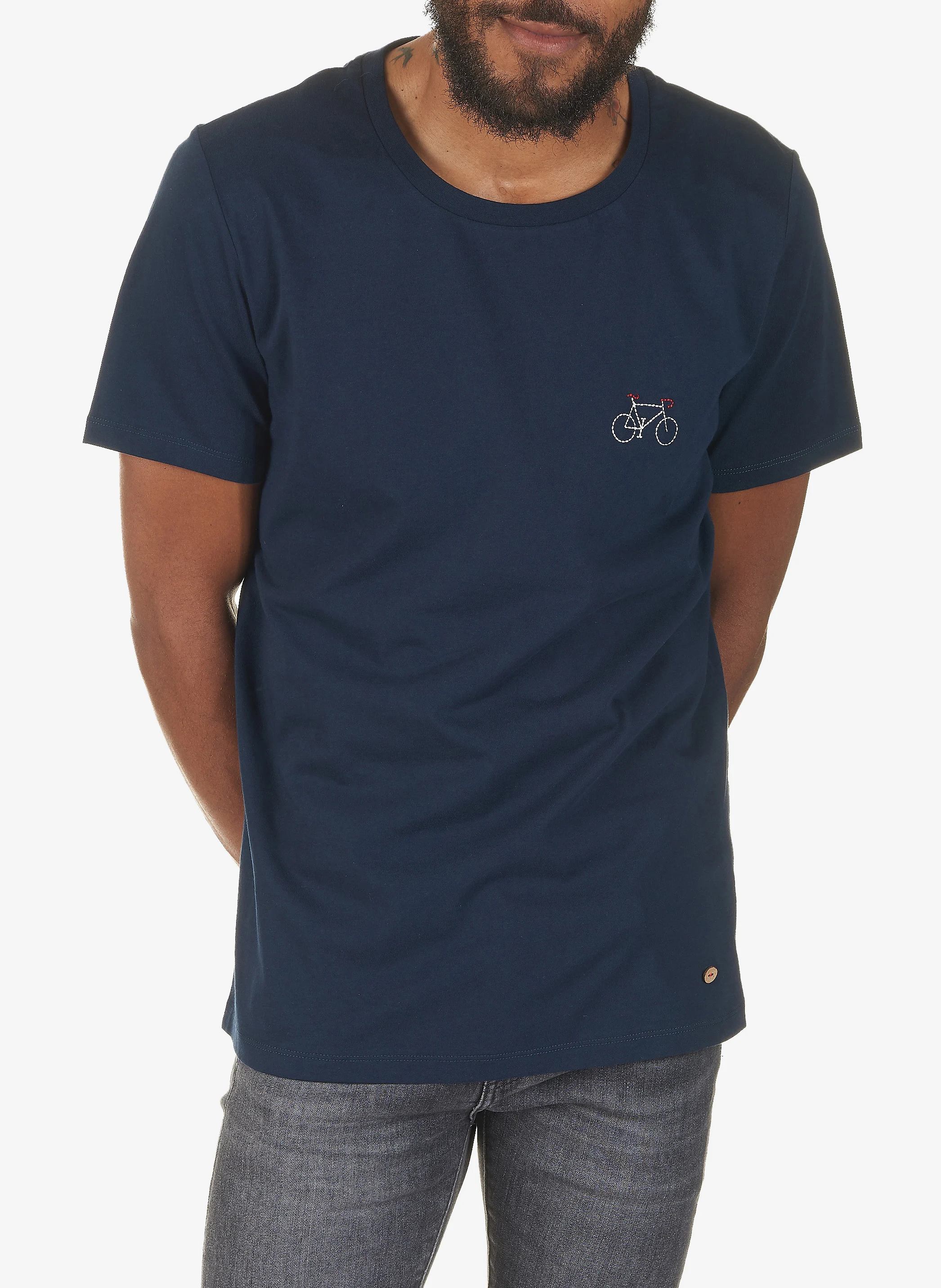 ARCY - Tee-shirt col rond regular-fit sérigraphié en coton | Bleu
