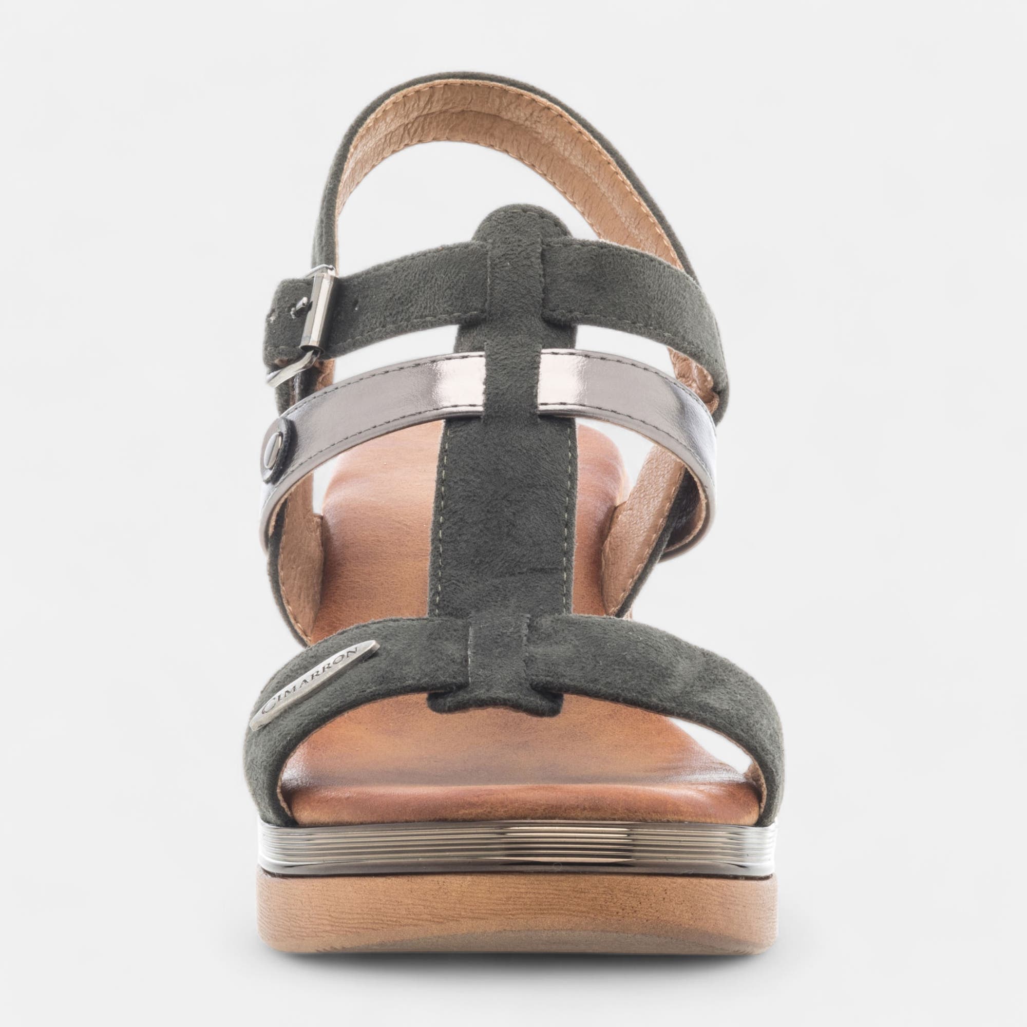 Nu-pieds à talon compensé Femme kaki