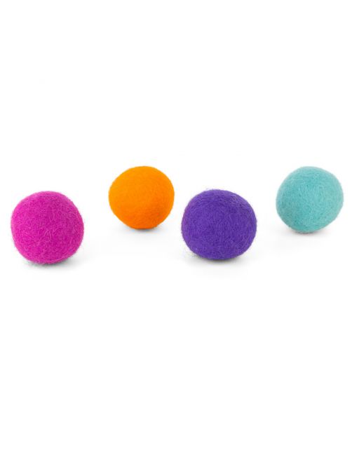 District 70 Glow Felt Ball Toys - Kattenspeelgoed - 4x35 mm Assorti
