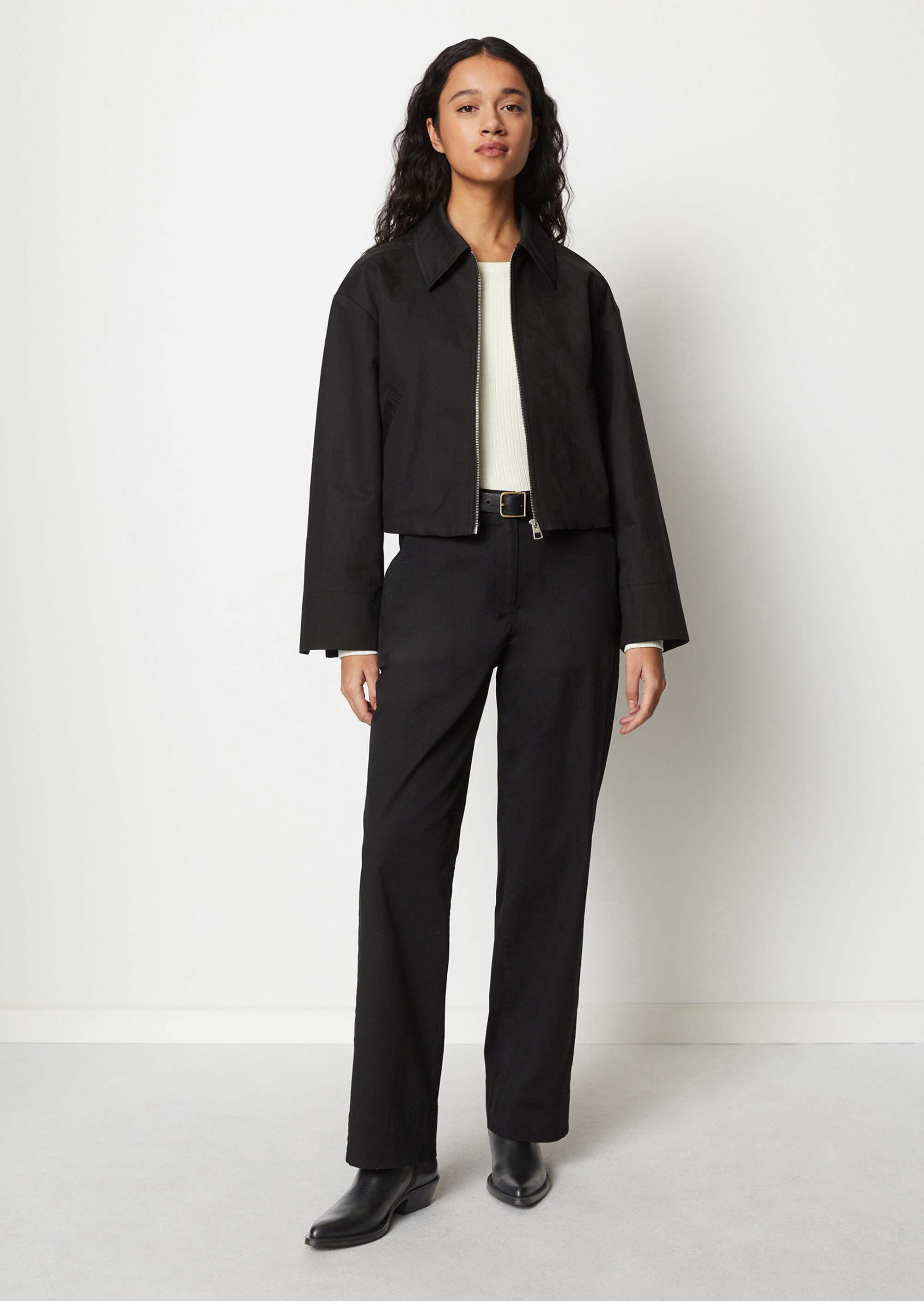 Jacke croppedaus Baumwolle-Leinen-Stretch