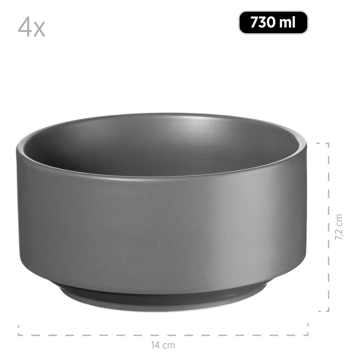 Müslischalenset 4tlg. VADA Dunkelgrau