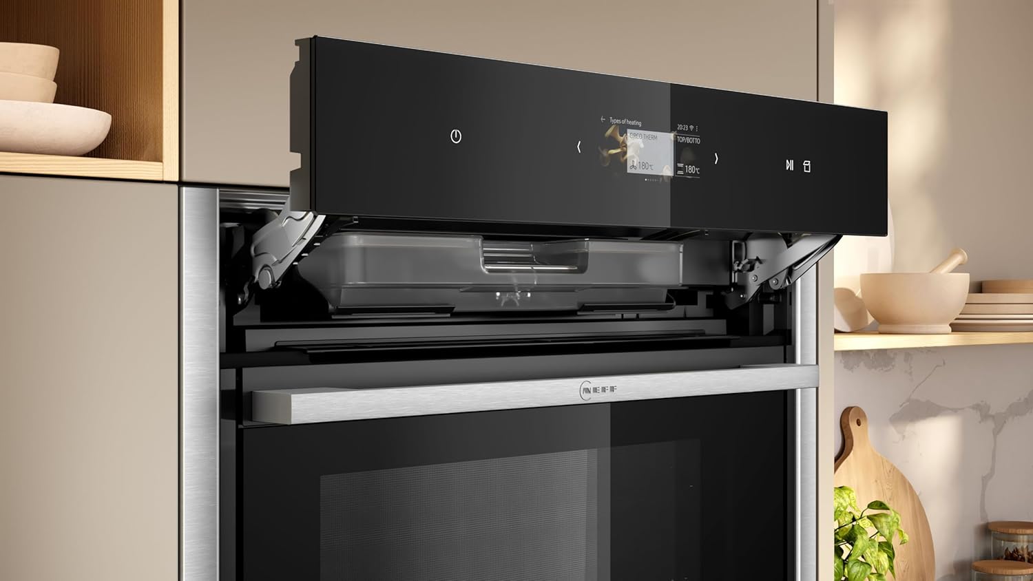 NEFF B64VS31N0, N90, Einbau-Backofen, Integrierbarer Backofen 60 x 60cm, Slide&Hide, Full Touch TFT-Display, Eco Clean mit Easy Clean, Vario Steam, Soft Open & Close, Schwarz