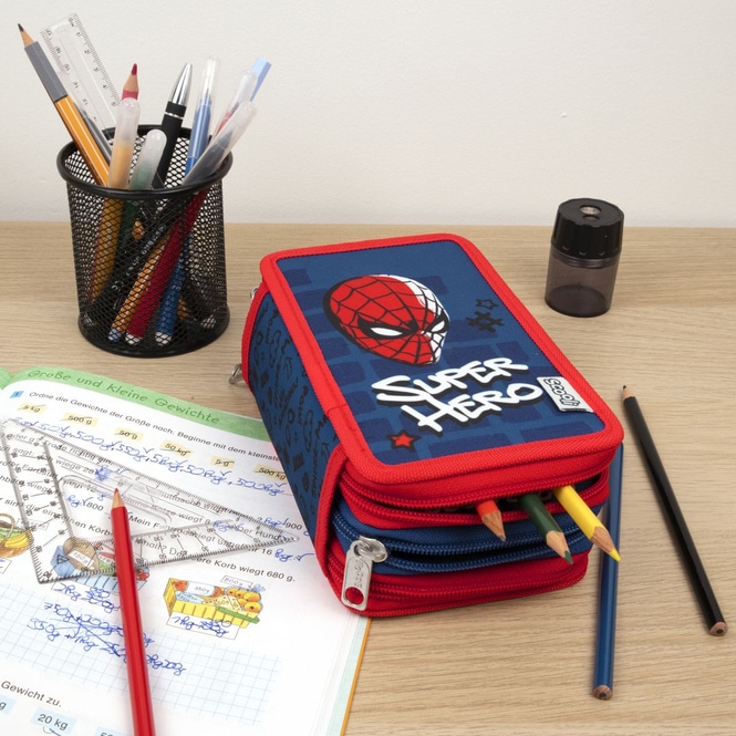 Spider-Man - Federmäppchen mit 3 Fächern - 30-teilig