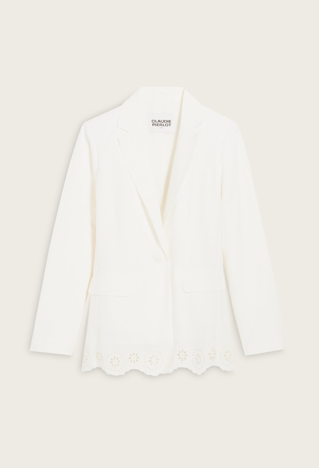 Veste tailleur lin melange ecrue
