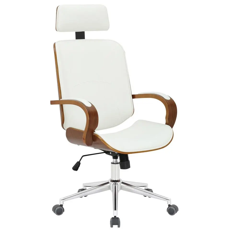CLP Bureaustoel Dayton walnoot Frame - Kunstleer - walnoot/wit