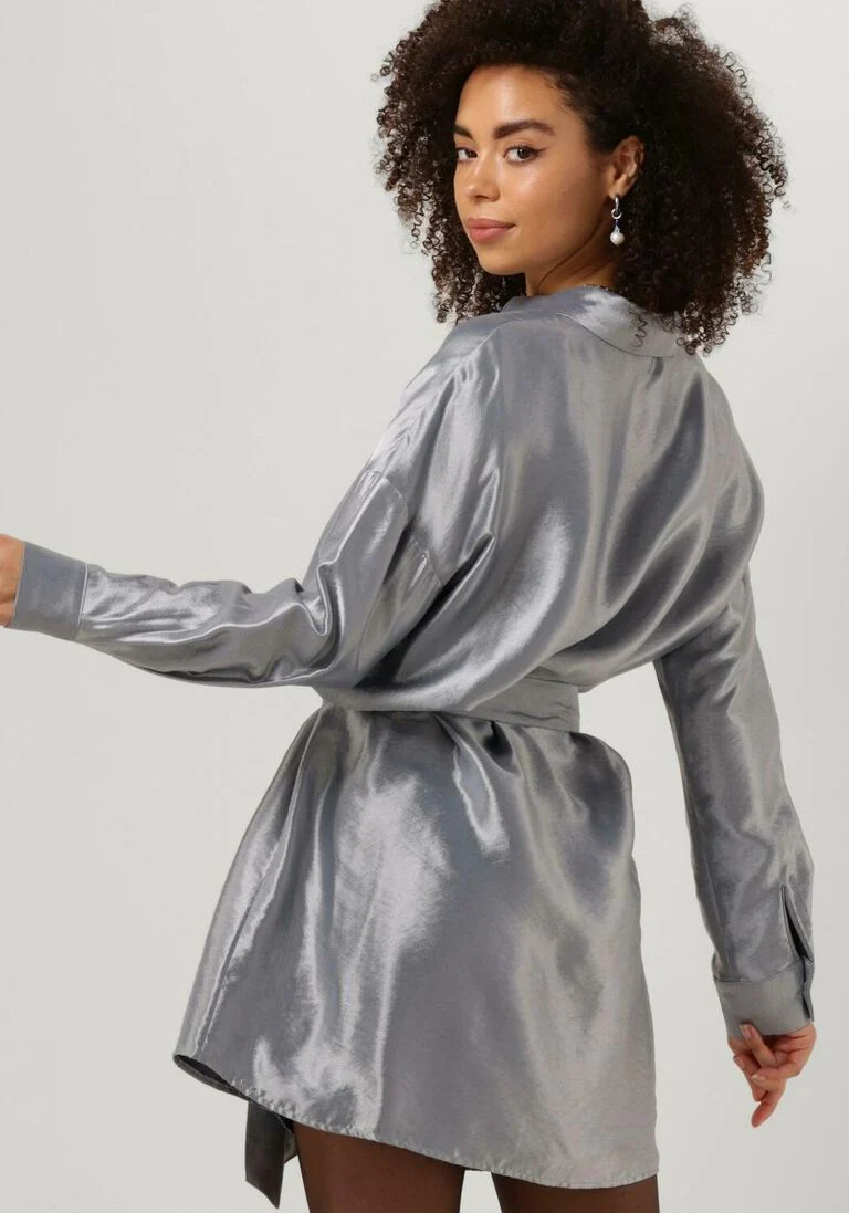 SELECTED FEMME zilveren selected femme midi jurk slfsilvia-tonia ls shirt dress