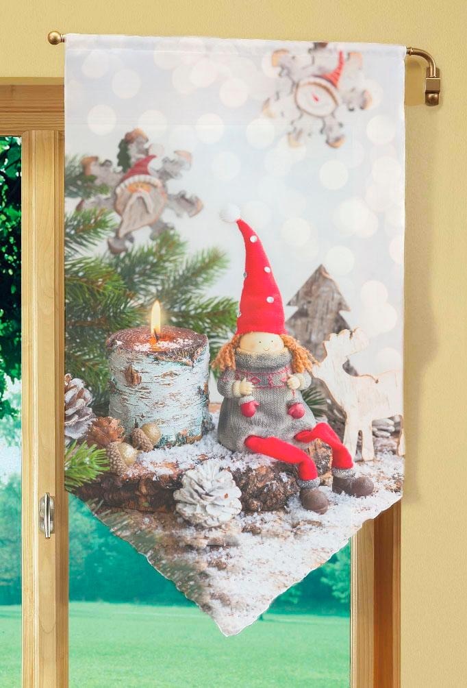 HOME WOHNIDEEN Scheibengardine »WEIHNACHTSWICHTEL« Stangendurchzug 1 Stk. tlg. HxB: 80x40