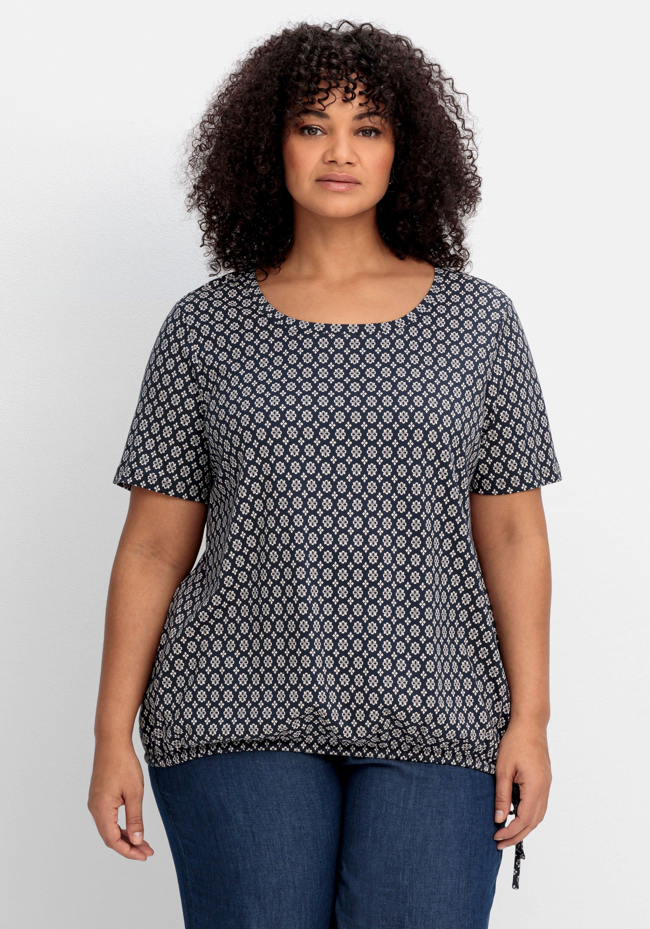 Shirt mit Tunnelzug am Saum und Alloverprint