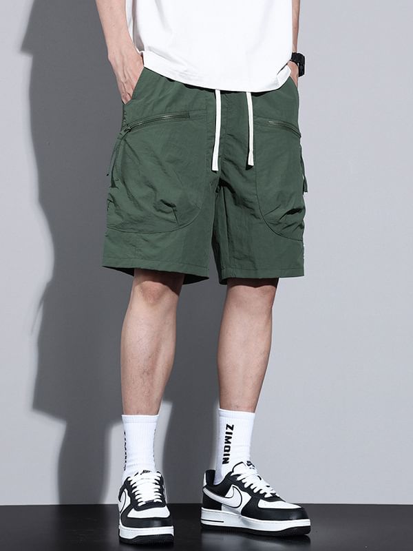 Denimic - Mid Rise Plain Cargo Shorts