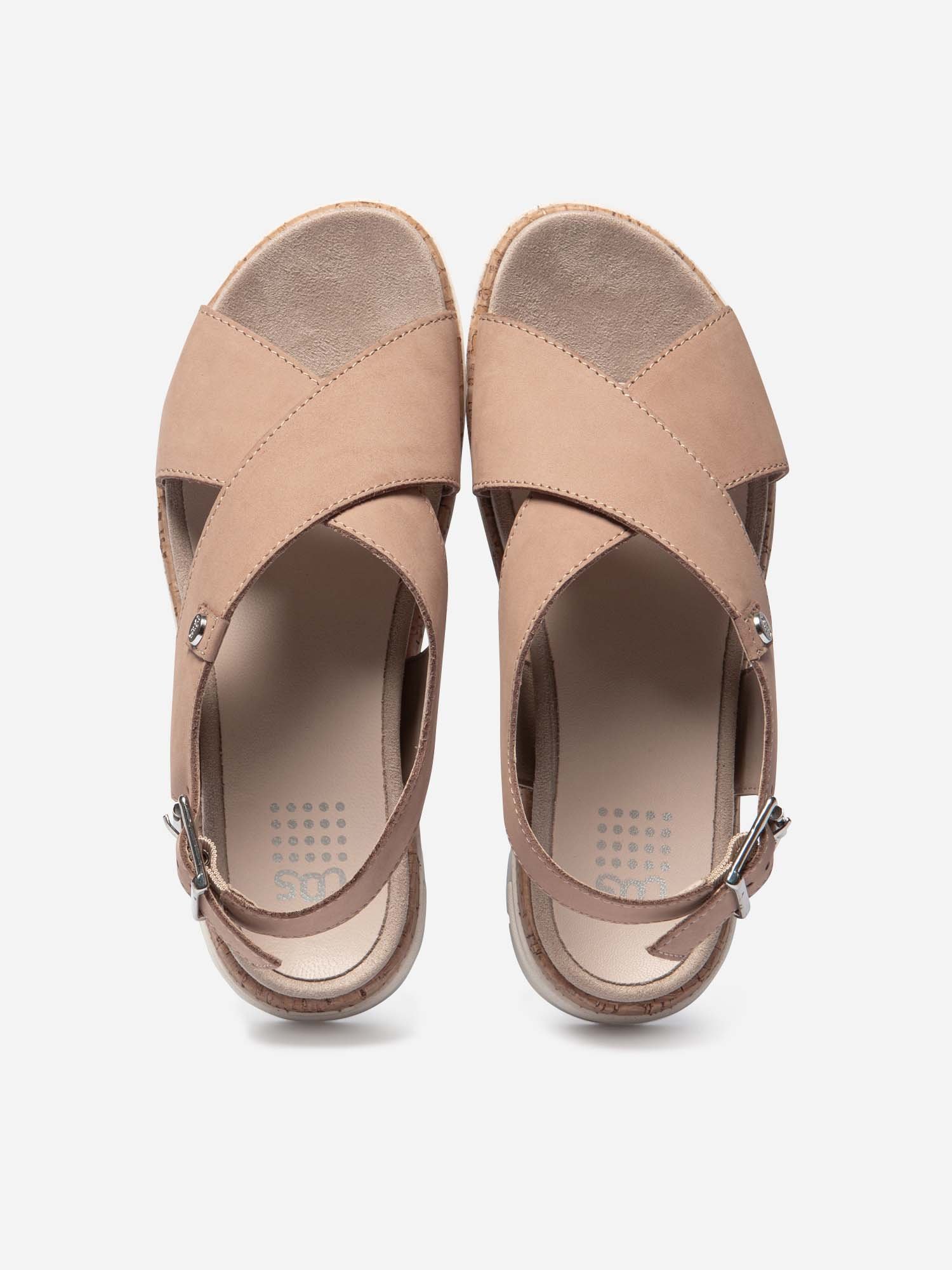 Sandales Femme Semelle Mi-Haute Cuir Beige