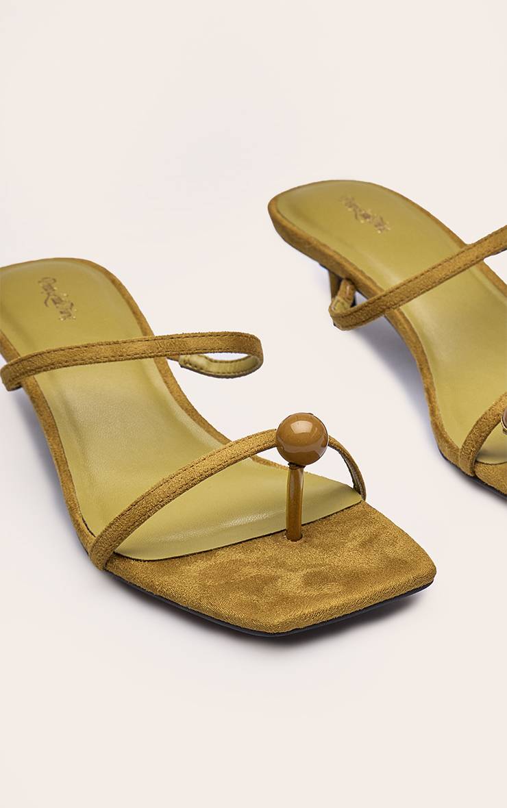 Vert Olive Sandales À Bride Orteil Et Petit Talon
