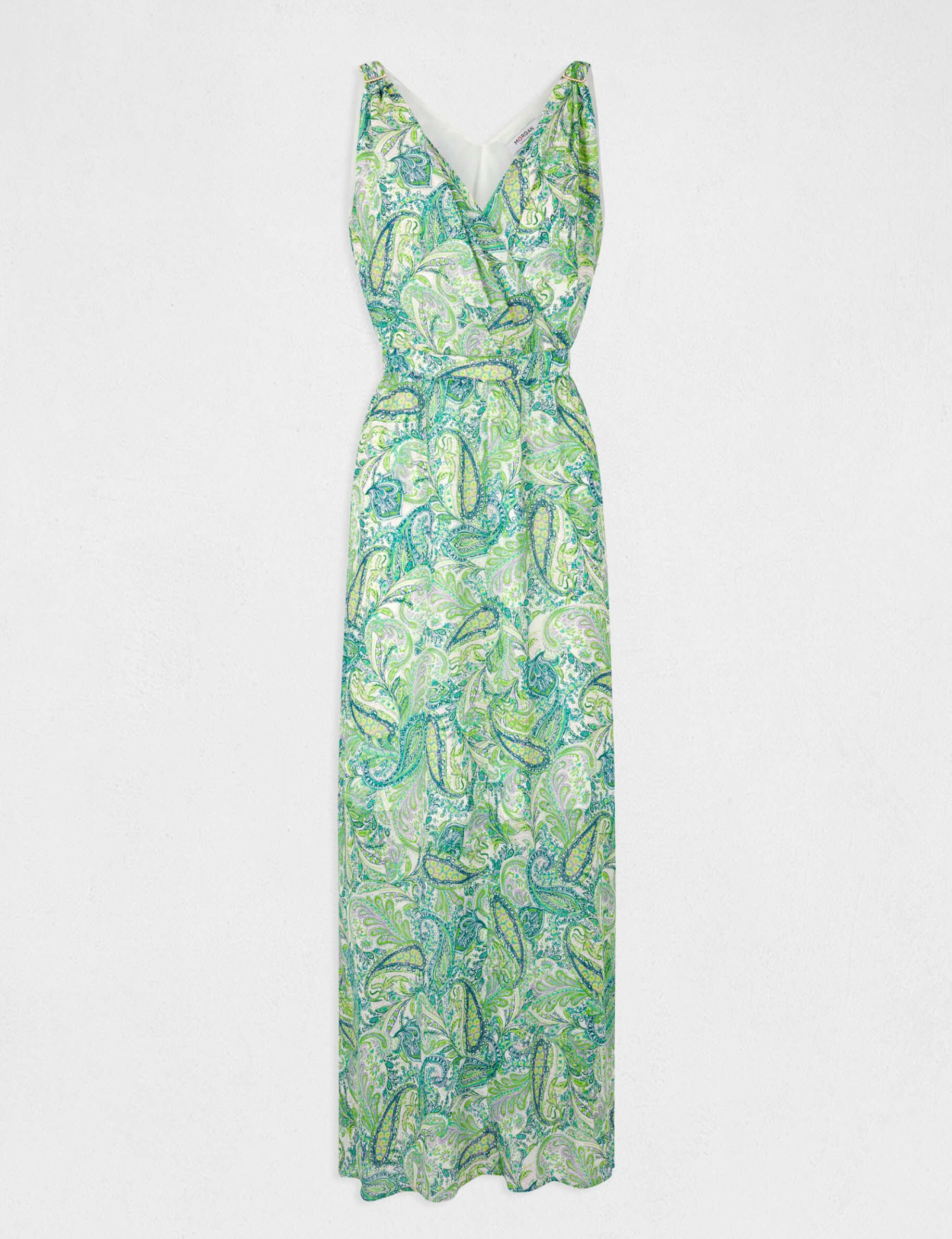 Robe longue évasée imprimé cachemire multico femme - multico