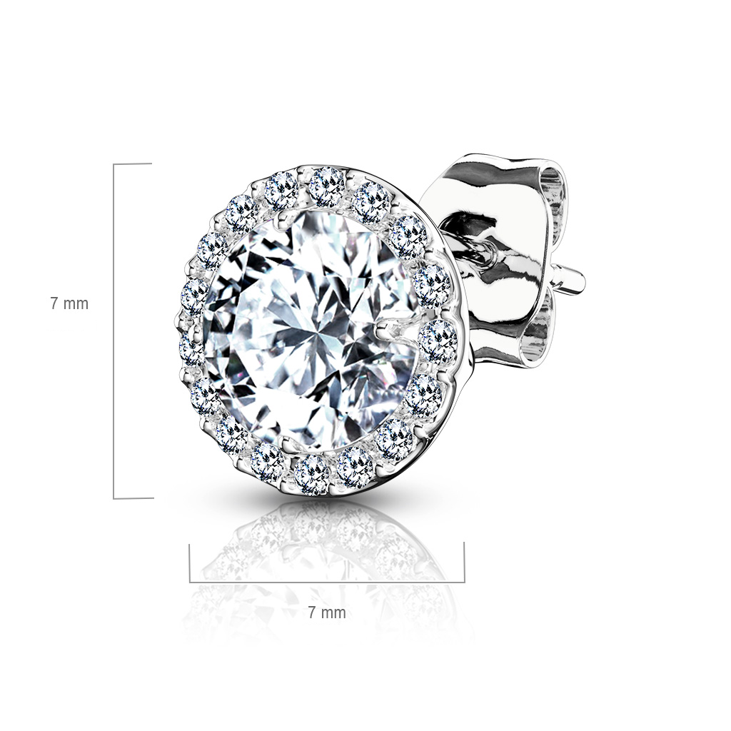 (1 Paar) 925er Echtsilber Ohrringe Ohrstecker Strass Kreise - Silber