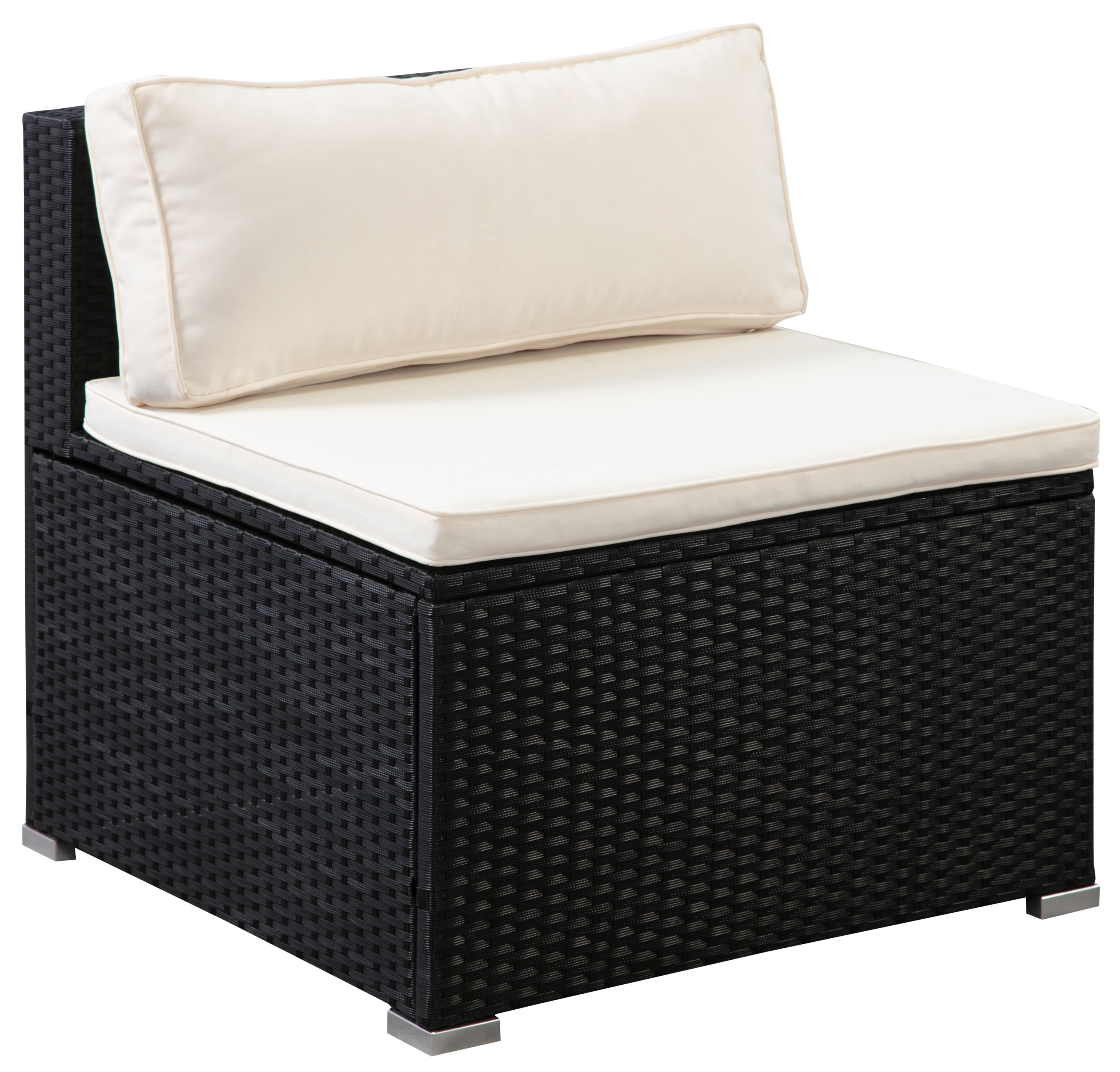 Rattanlounge COLOMBO schwarz/weiss