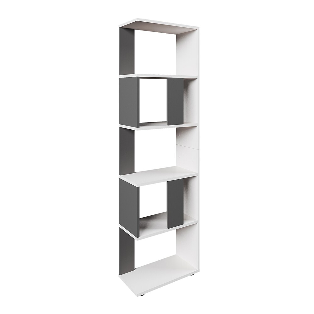 Vicco Raumteiler Bücherregal Standregal Büroregal Regal 5 Fächer Weiß Anthrazit