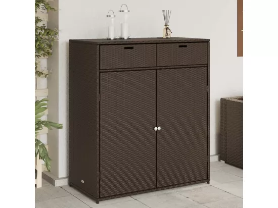 Armoire de rangement jardin marron 105x55x113 cm résine tressée