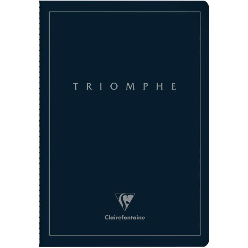 Triomphe PLATINUM cahier piqûre textile A4 96 pages ligné papier ivoire 90 g - Bleu