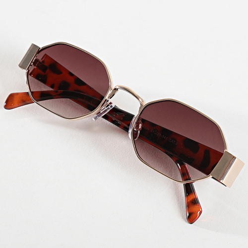 Lunettes De Soleil Doré Marron Fauve Dégradé