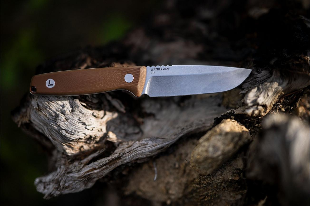 Leatherman Trac 833407 CPM MagnaCut, Earth Brown G10, bushcraftmes, lederen foedraal