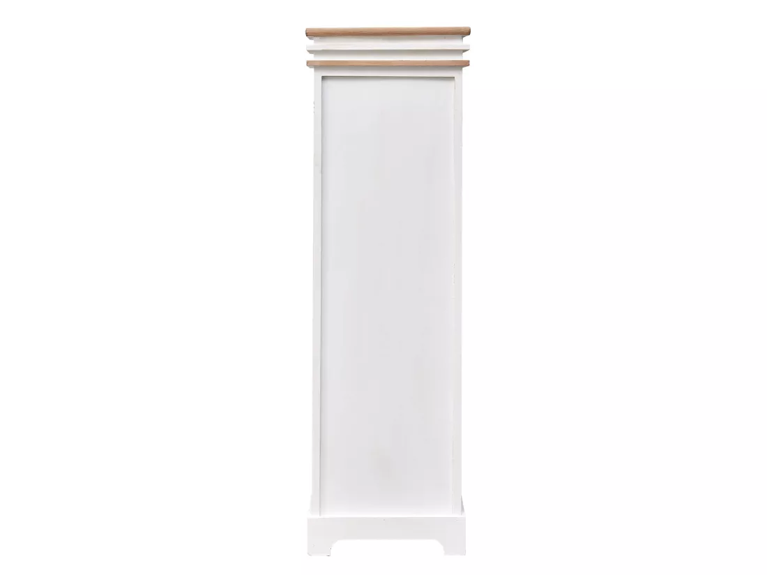 Meuble 2 Paniers 1 Port Bois Osier Blanc 102x32x27