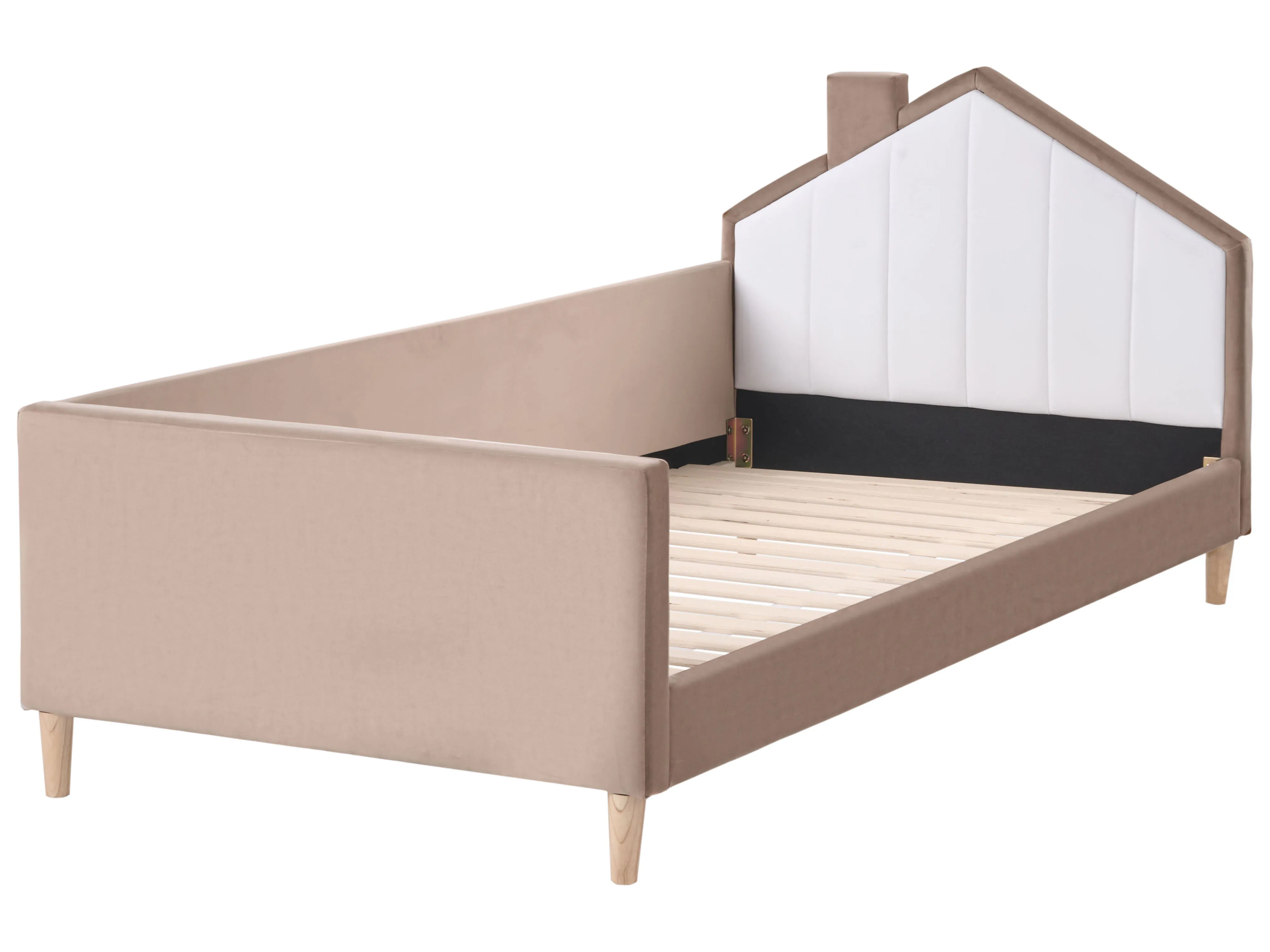 Kinderbed Huis Fluweel KERVAN 90 x 200 cm Lichtbruin