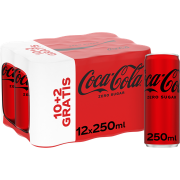 Coca-Cola Zero Sugar 10+2 Gratis 12 x 250 ml