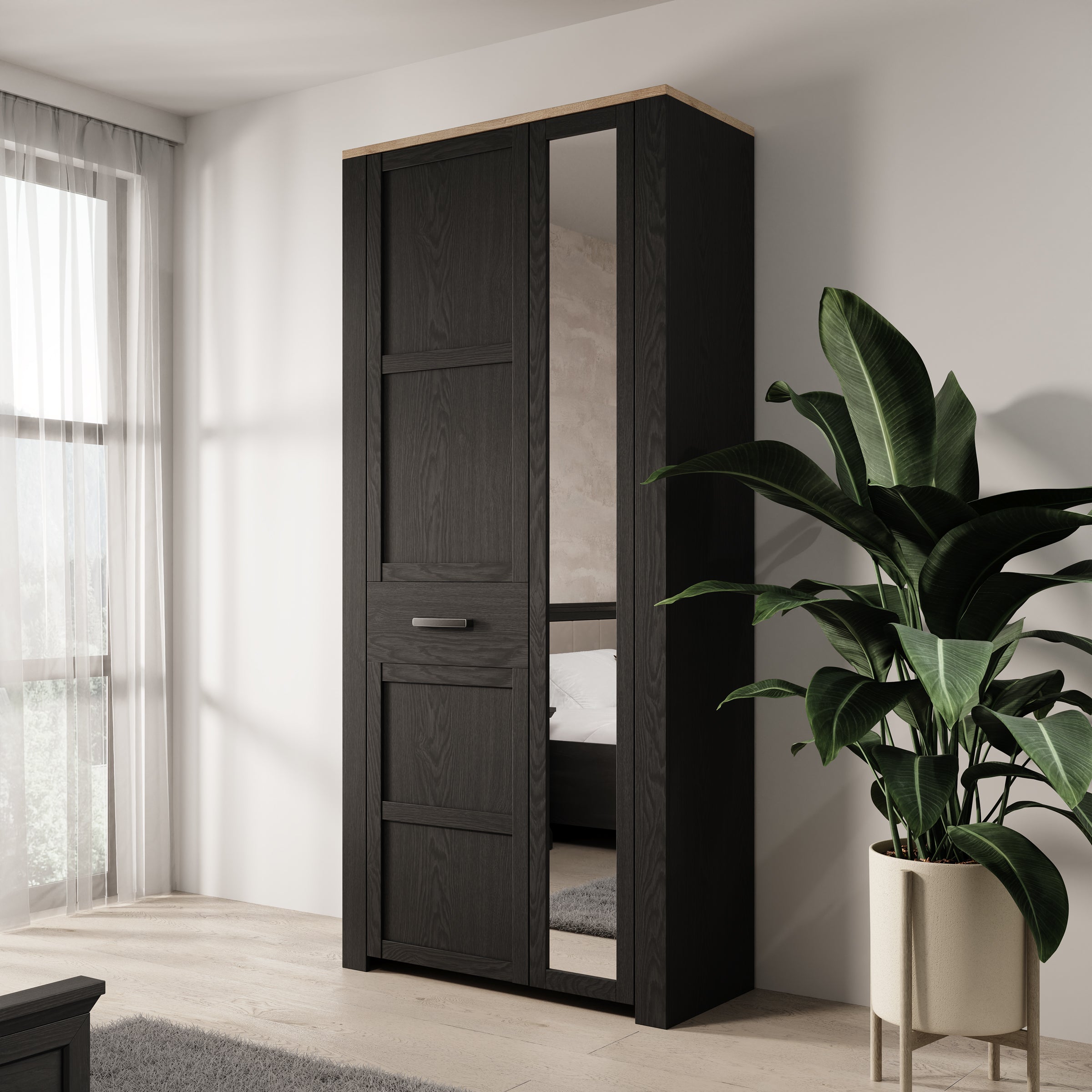 Borello - Kledingkast 2 deurs - Zwart - 94x42x205 cm