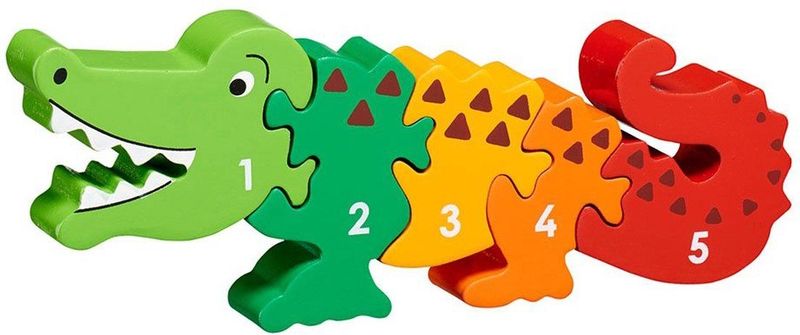 Houten puzzel Krokodil - Leren tellen 1-5