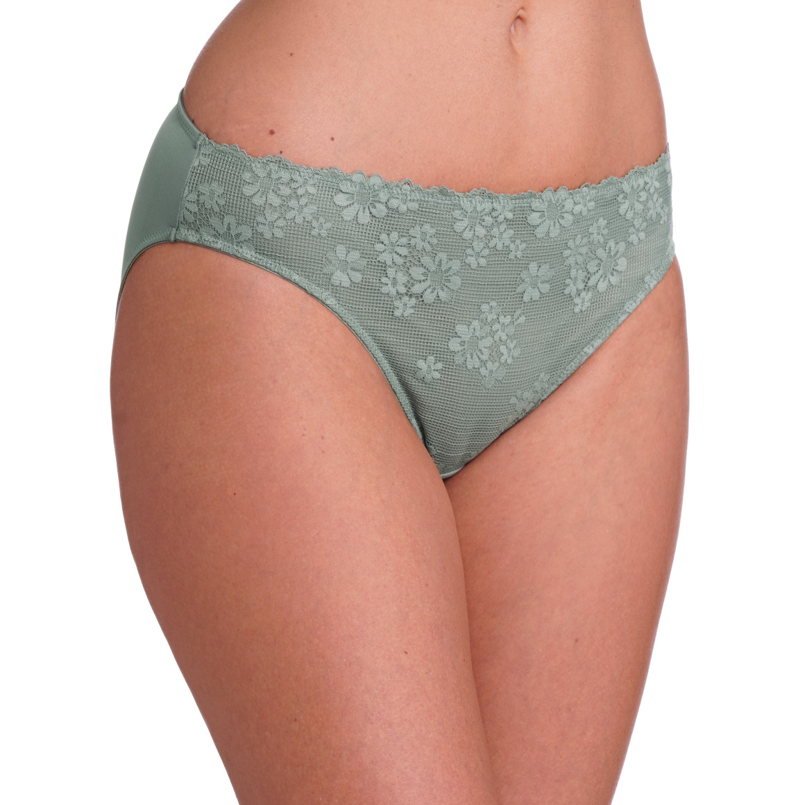 Gina Benotti Damen Slip mit floraler Spitze dunkelgrün