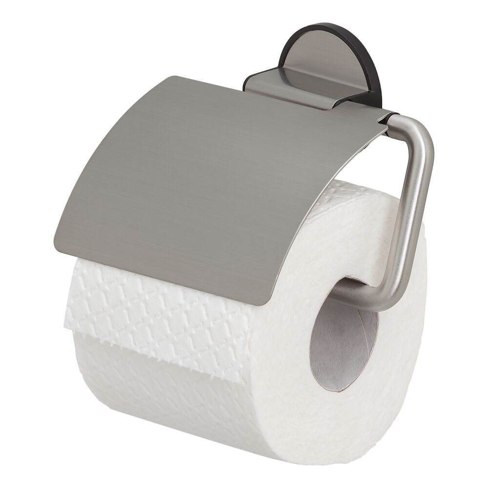 Tiger Tune Toiletrolhouder met klep RVS geborsteld / Zwart