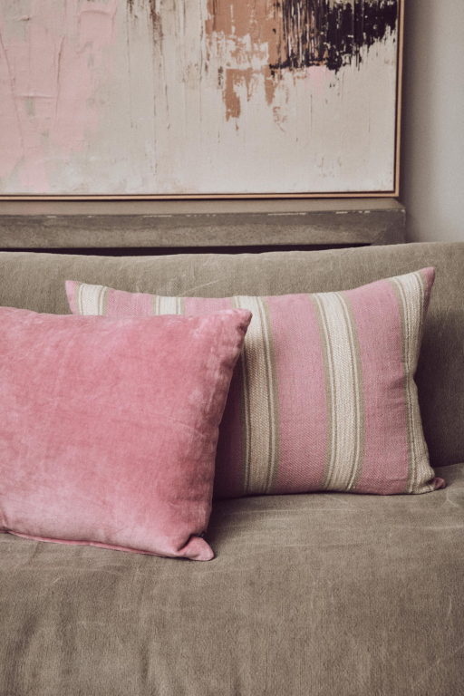 HKliving Woven Striped kussen 60x40 Blush