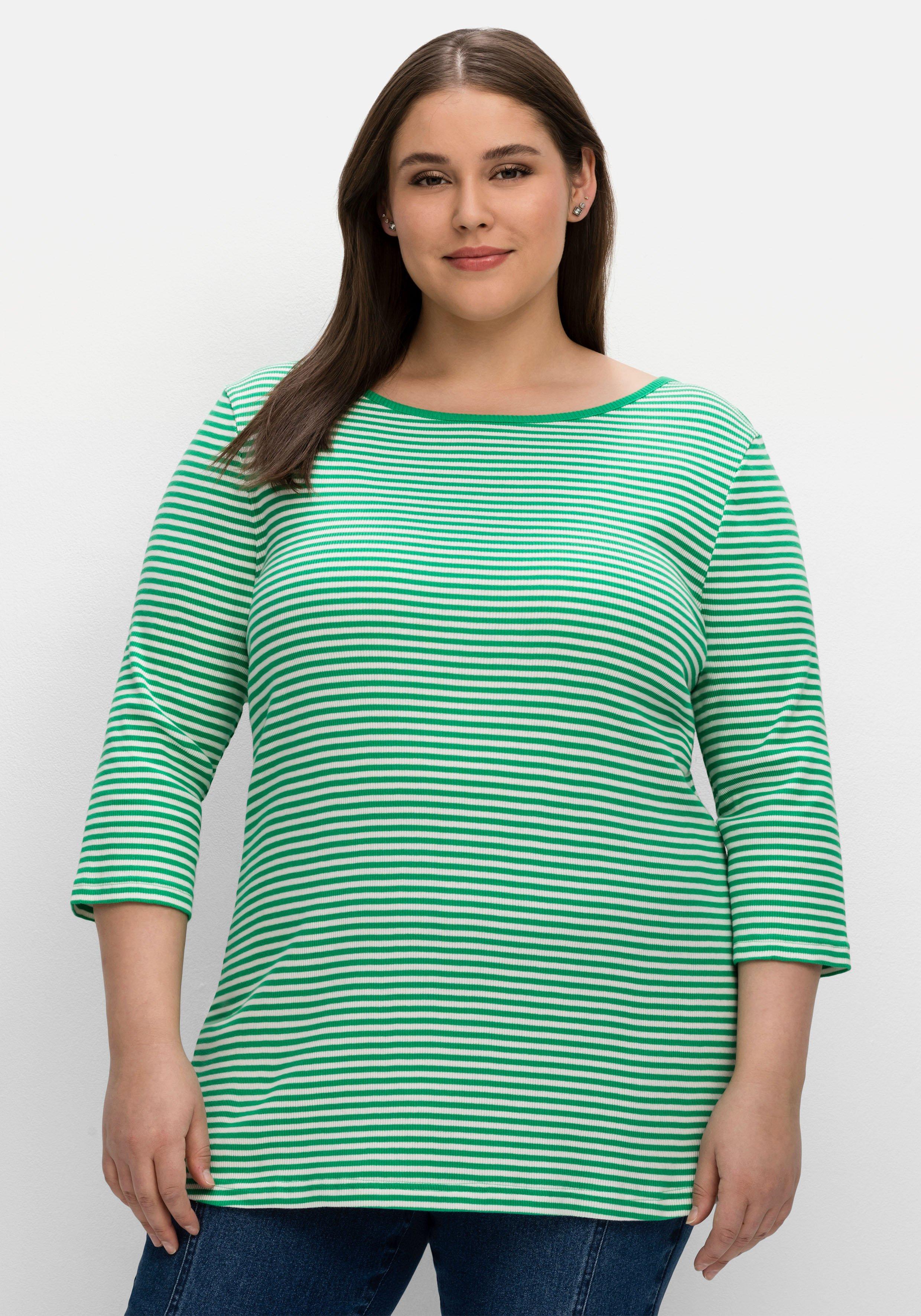 3/4-Arm-Shirt mit garngefärbten Ringeln