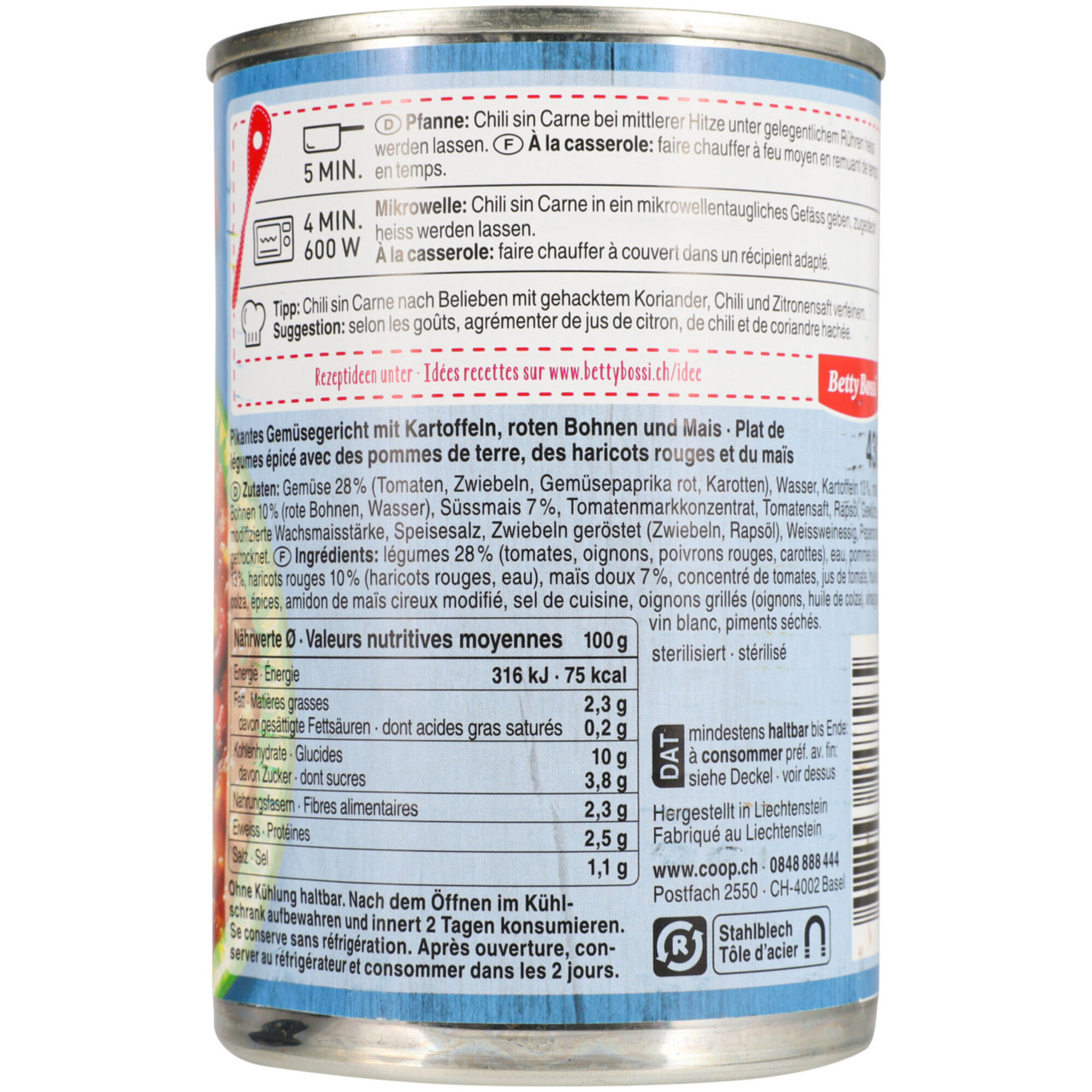 Betty Bossi Chili sin Carne