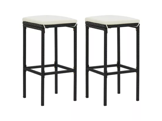 Ensemble de bar 3 pcs Résine tressée Noir