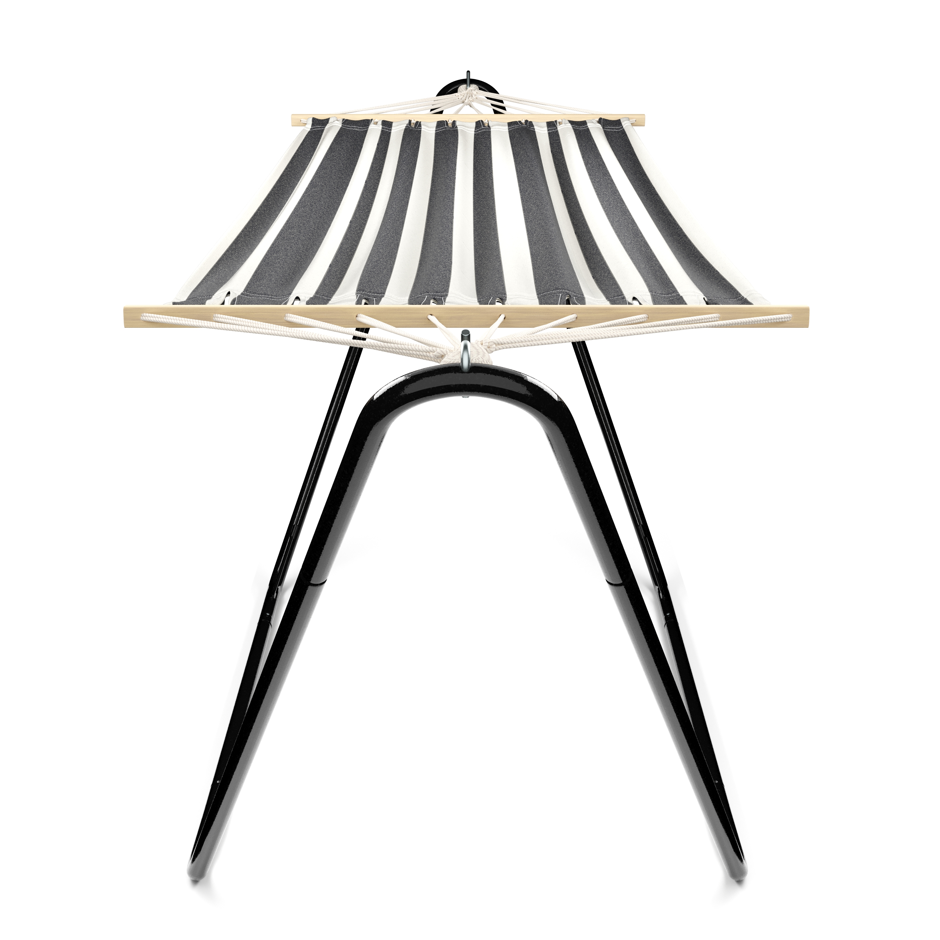 Hängematte mit Gestell 280 cm schwarz/weiss