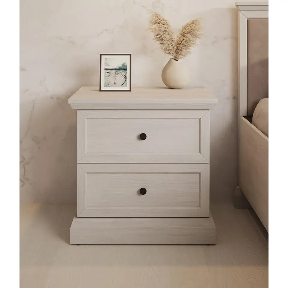 Meubella - Nachtkastje Leroy - Wit eiken - 52 cm