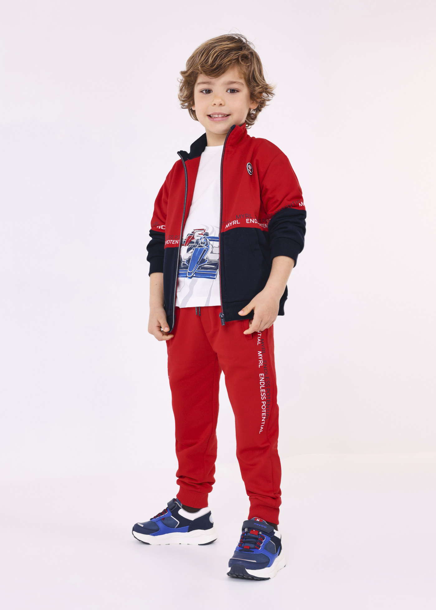 Conjunto de treino de três peças bicolor para meninos